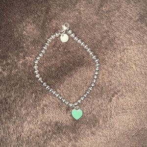 Tiffany and Co Mini Heart Turquoise Bead Bracelet